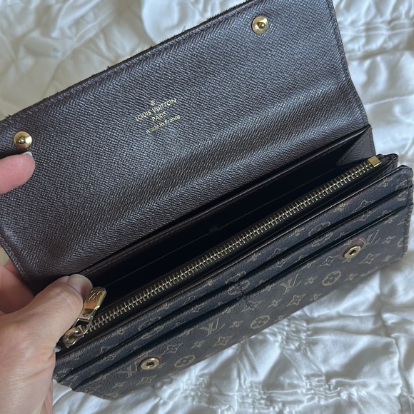 LV vintage brown denim Sarah wallet - Picture 2 of 9